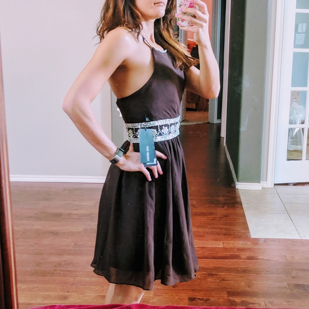 NWT Gorgeous Brown Sheer CrossBack Dress